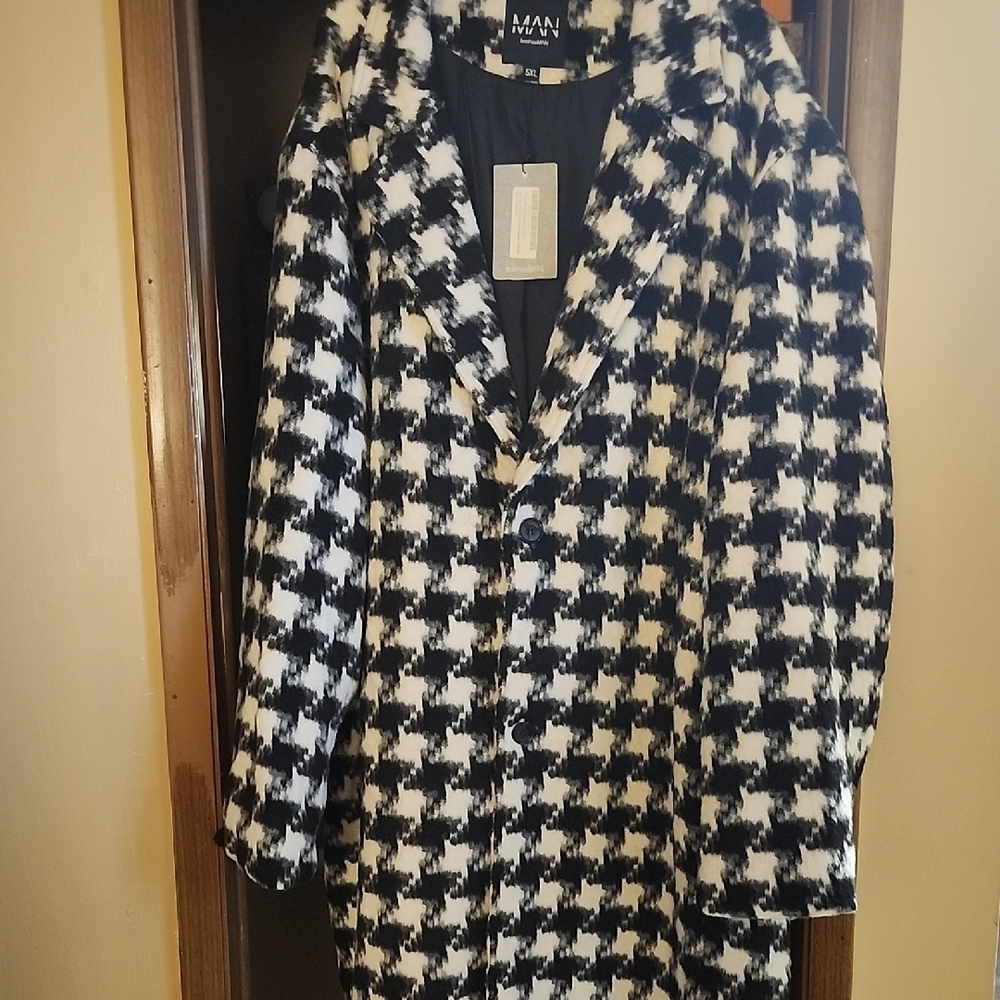 Boohoo Black and White Trench Coat